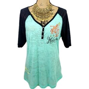 Harley Davidson bling Burnout Raglan tee